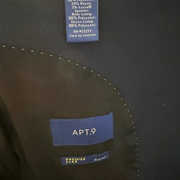 Apt 9 Slim fit navy blue suit and pants 46R and 38 30 - Picture 6 of 6